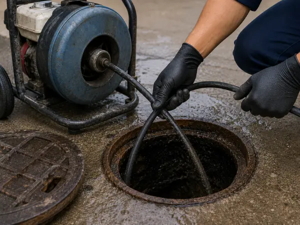 Técnico entregando servicio de desazolve CDMX